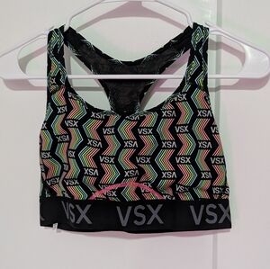 VSX Black Sports Bra with Colorful Chevron